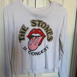 Princess Polly White Long Sleeve Tee Rolling Stones